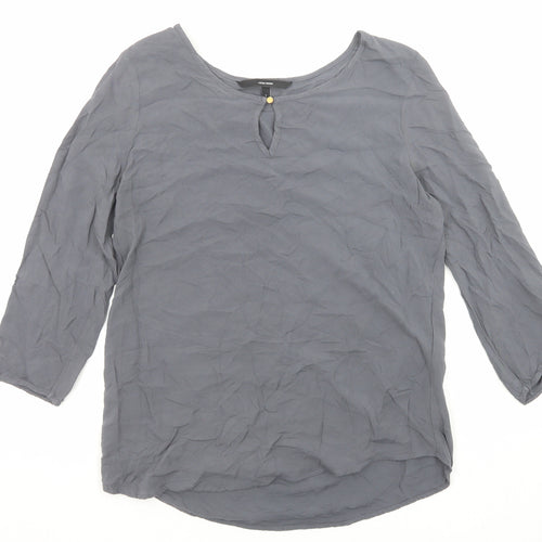 VERO MODA Womens Grey Viscose Basic Blouse Size S Boat Neck