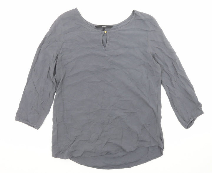 VERO MODA Womens Grey Viscose Basic Blouse Size S Boat Neck