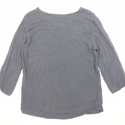 VERO MODA Womens Grey Viscose Basic Blouse Size S Boat Neck