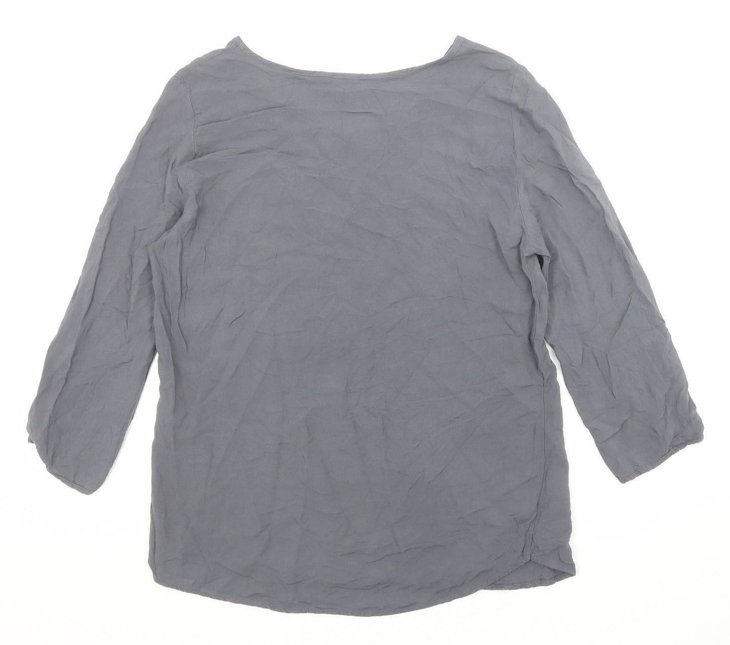 VERO MODA Womens Grey Viscose Basic Blouse Size S Boat Neck