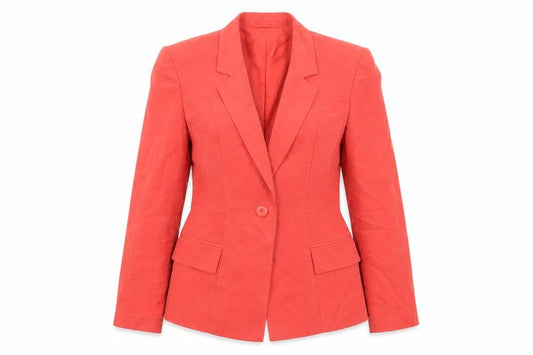 Front view of Platinum women’s red jacket, size UK 10, button