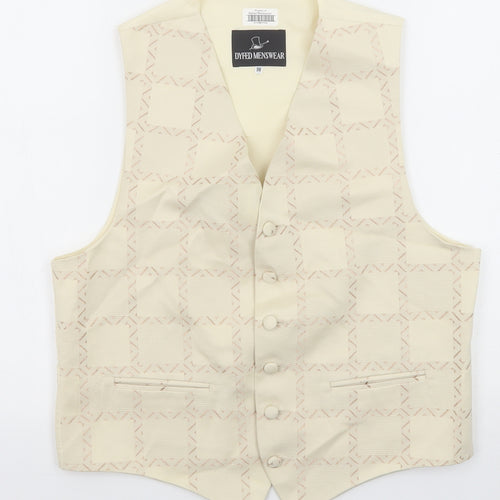 Dyfed Menswear Mens Beige Check Cotton Jacket Suit Waistcoat Size 36 Regular