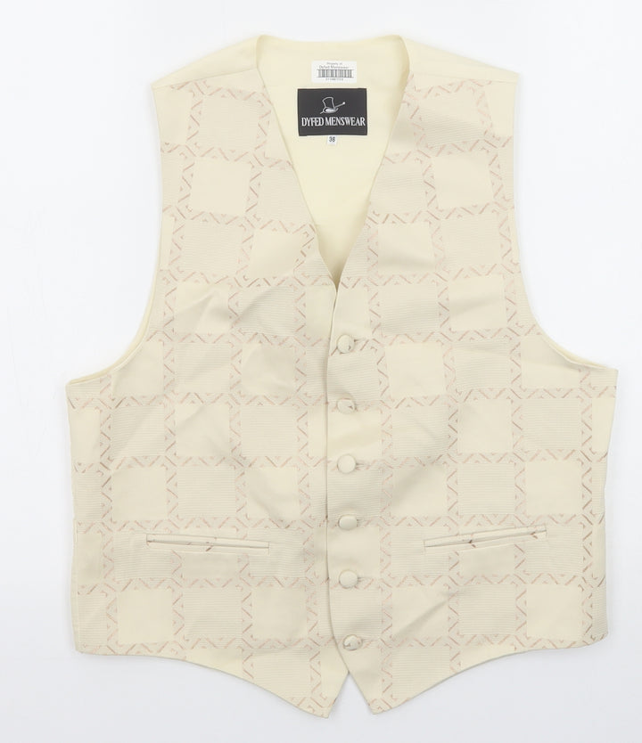 Dyfed Menswear Mens Beige Check Cotton Jacket Suit Waistcoat Size 36 Regular