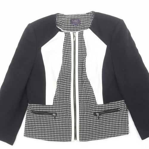 Marks and Spencer Womens Black Geometric Jacket Size 10 Zip
