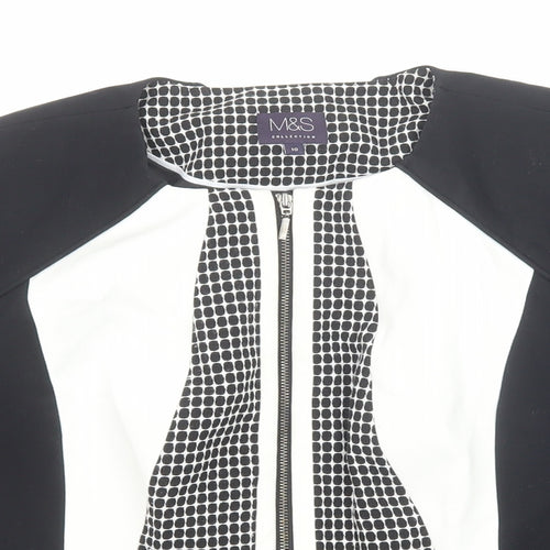 Marks and Spencer Womens Black Geometric Jacket Size 10 Zip