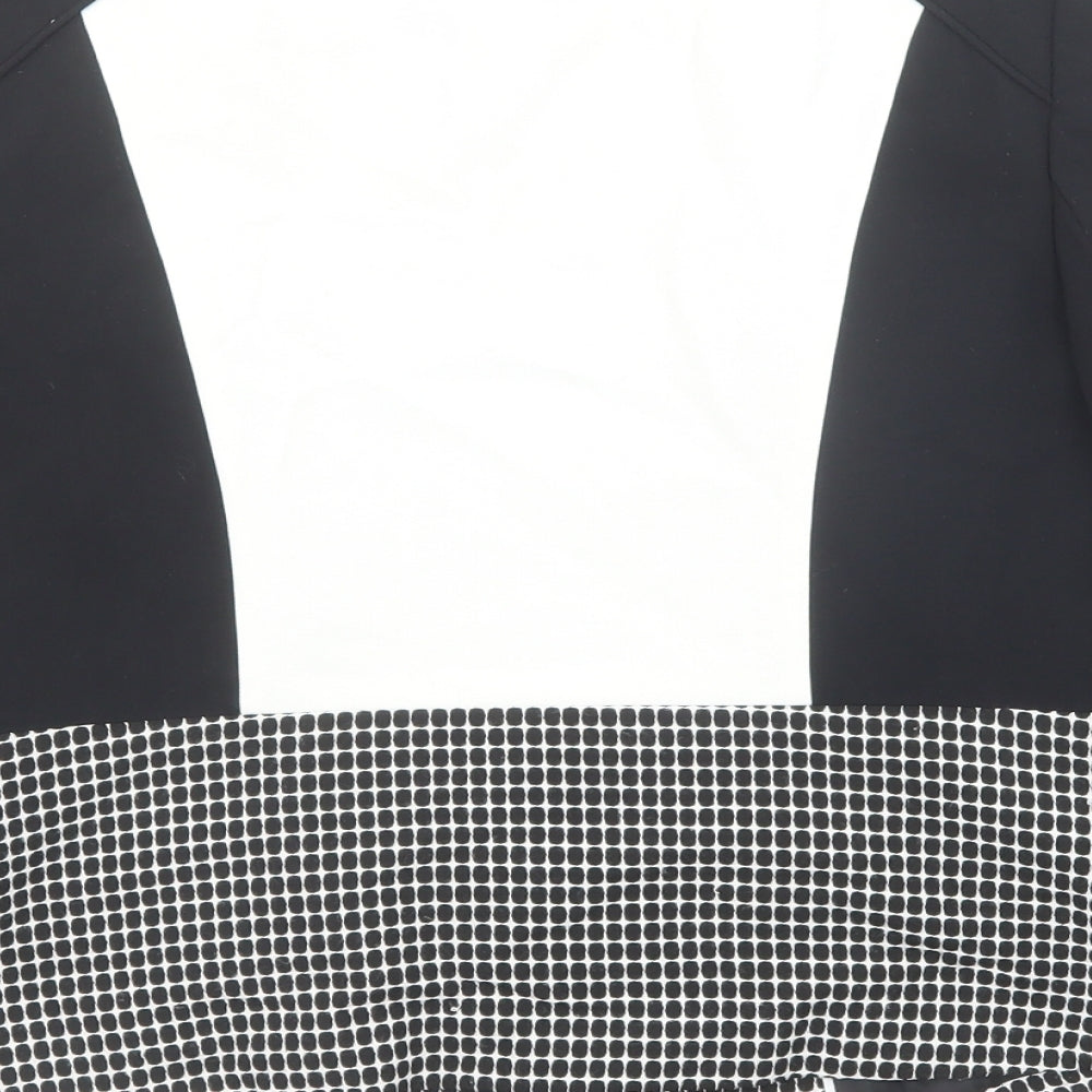 Marks and Spencer Womens Black Geometric Jacket Size 10 Zip
