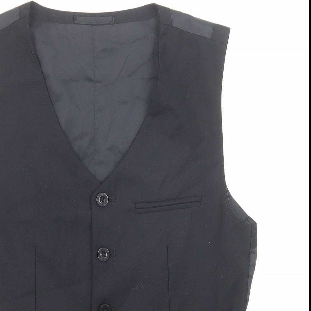 Debenhams Boys Black Jacket Waistcoat Size 12 Years Button
