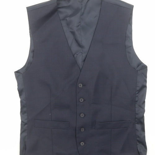 Racing Green Mens Blue Polyester Jacket Suit Waistcoat Size 38 Regular