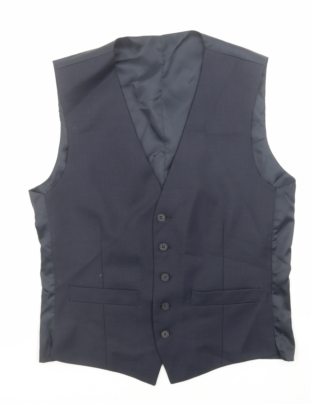 Racing Green Mens Blue Polyester Jacket Suit Waistcoat Size 38 Regular