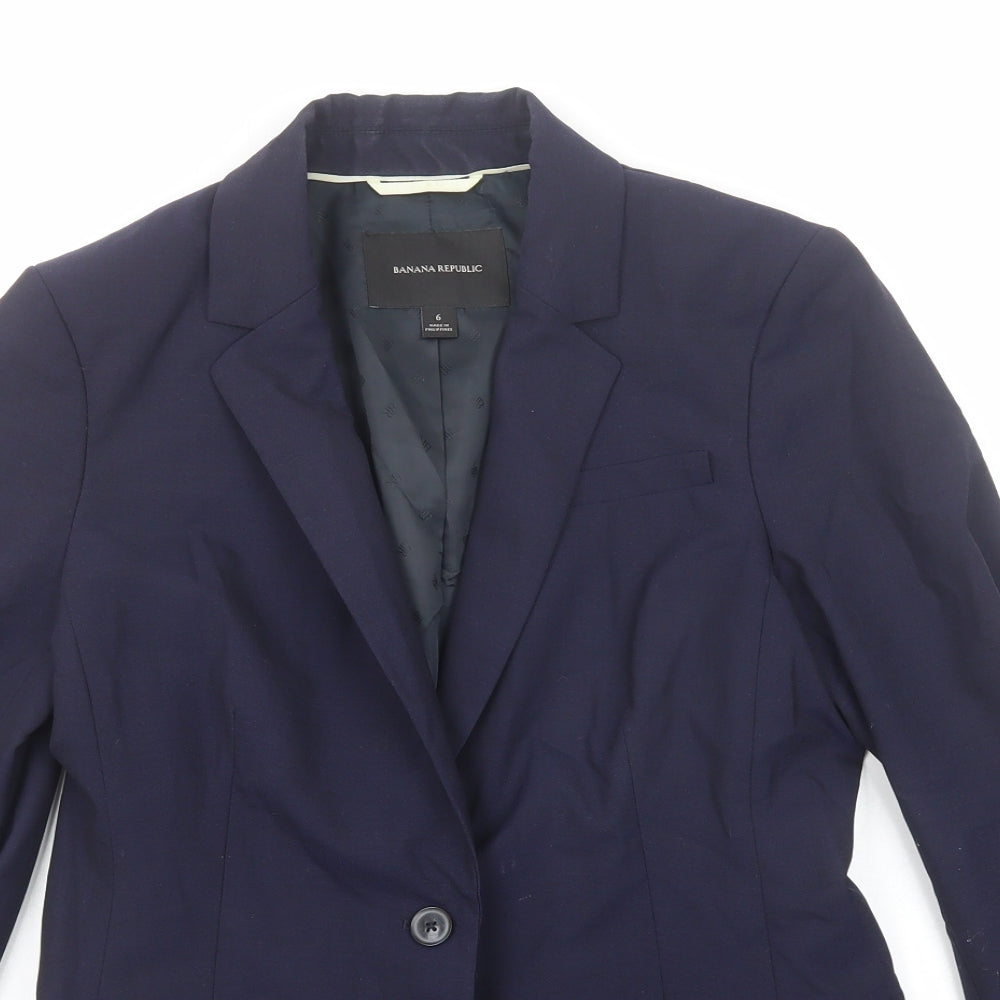 Banana Republic Womens Blue Wool Jacket Blazer Size 6