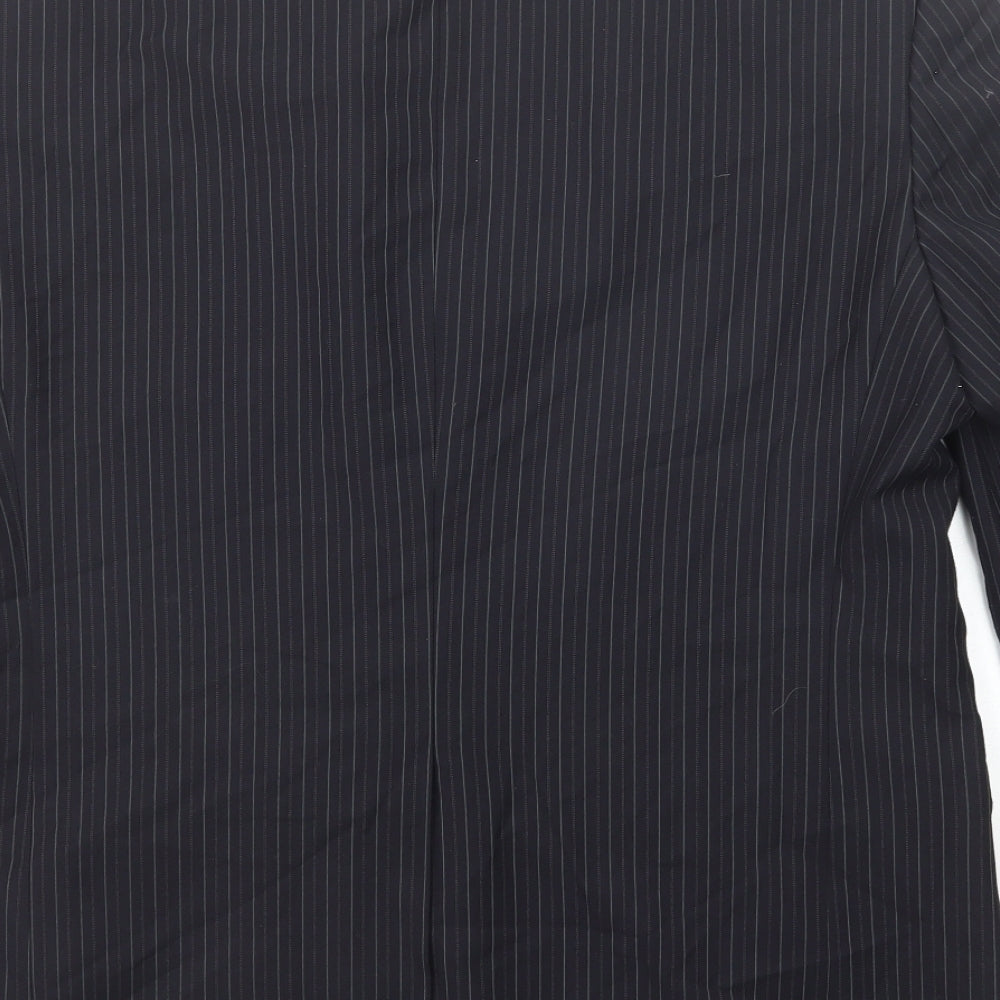 Marks and Spencer Mens Black Striped Polyester Jacket Suit Jacket Size 42 Regular