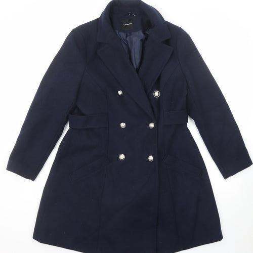 So Fabulous Womens Blue Pea Coat Coat Size 16 Button