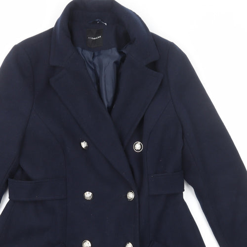 So Fabulous Womens Blue Pea Coat Coat Size 16 Button