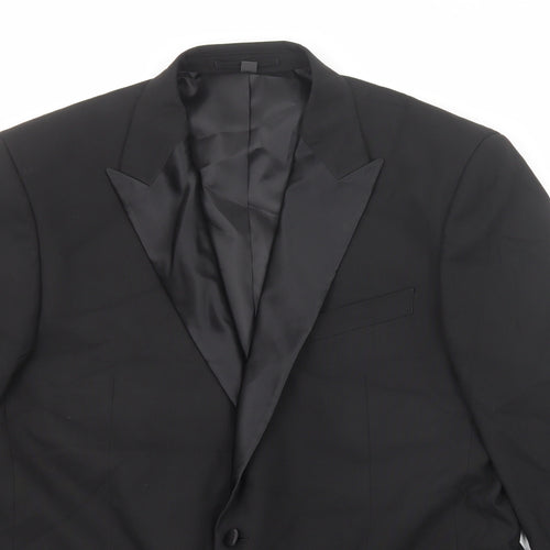Marks and Spencer Mens Black Polyester Tuxedo Suit Jacket Size 44 Regular