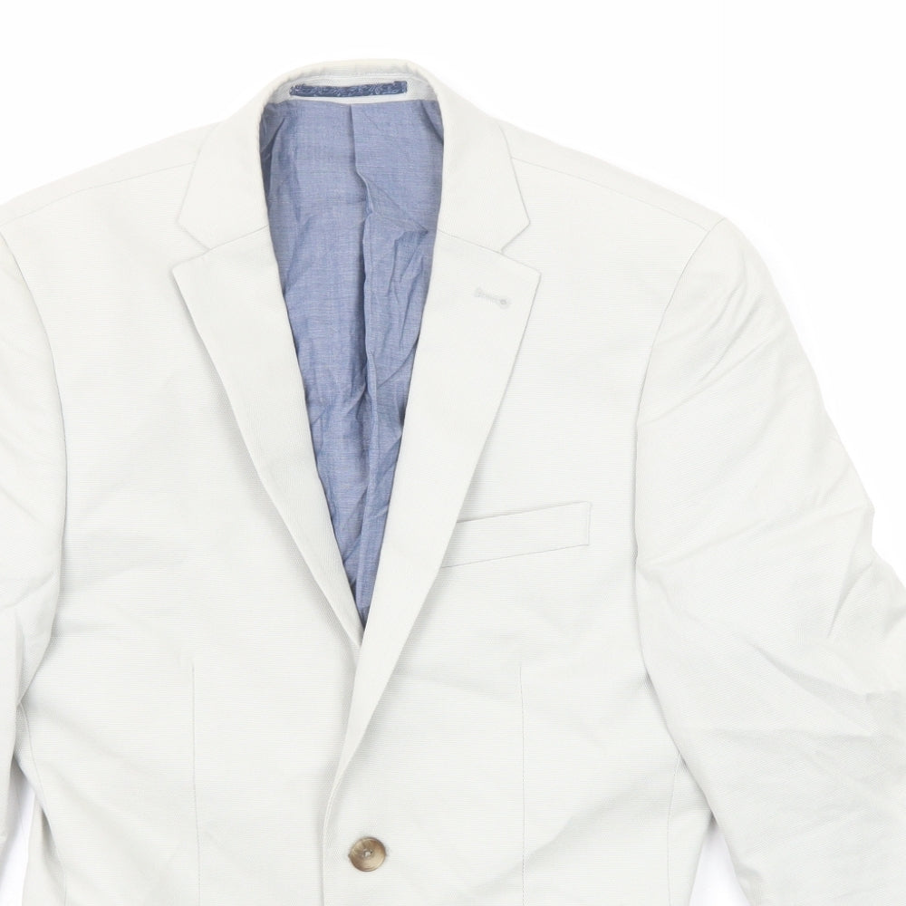 NEXT Mens White Cotton Jacket Suit Jacket Size 34 Regular