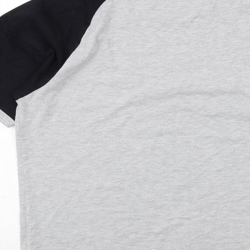 Haft Mens Grey Cotton T-Shirt Size M Round Neck