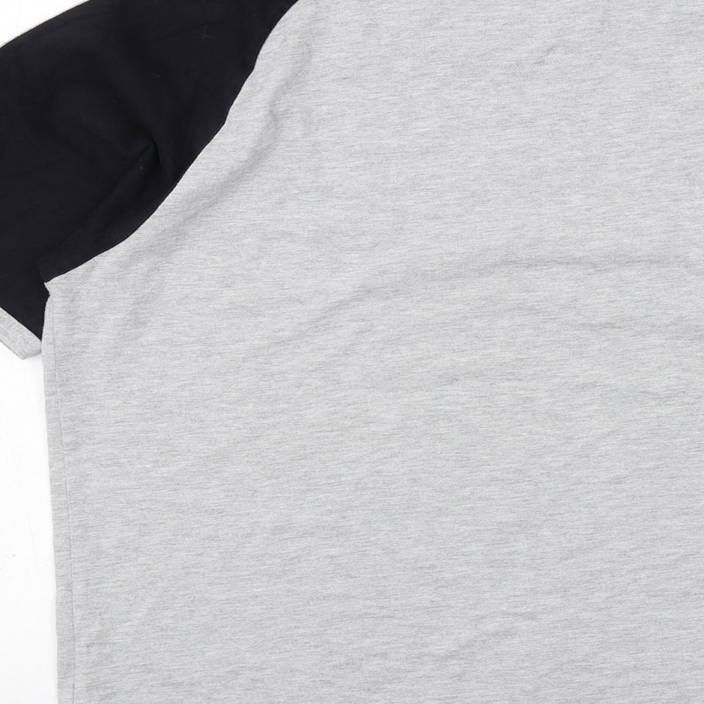 Haft Mens Grey Cotton T-Shirt Size M Round Neck