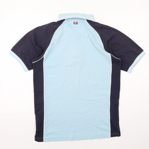 Cutter & Buck Mens Blue Colourblock Cotton Polo Size M Collared Button