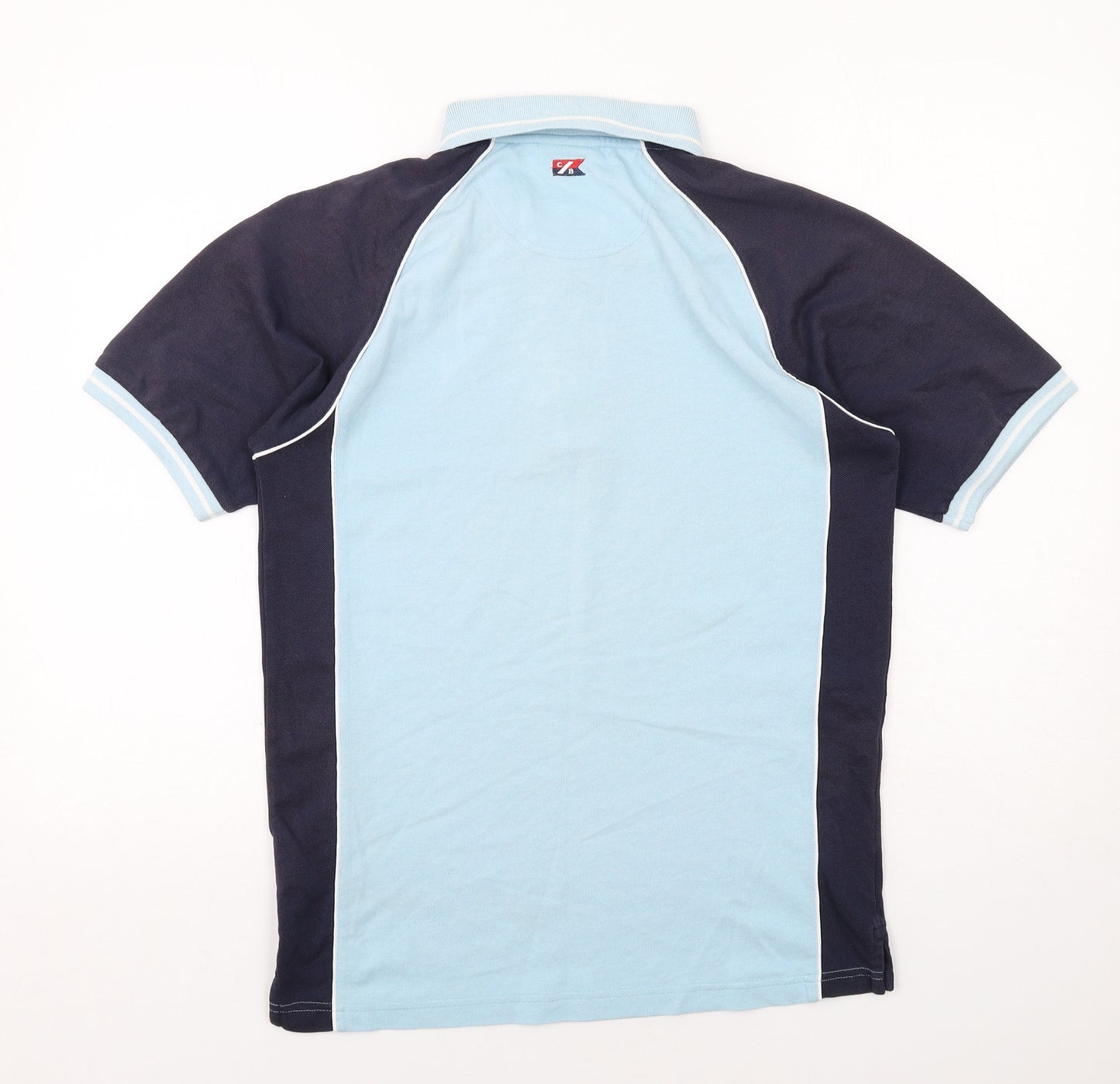 Cutter & Buck Mens Blue Colourblock Cotton Polo Size M Collared Button