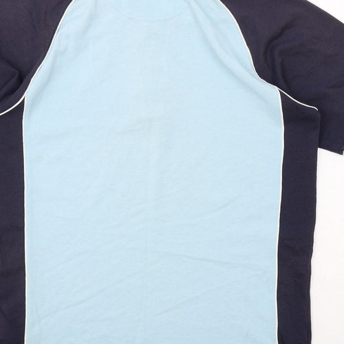Cutter & Buck Mens Blue Colourblock Cotton Polo Size M Collared Button
