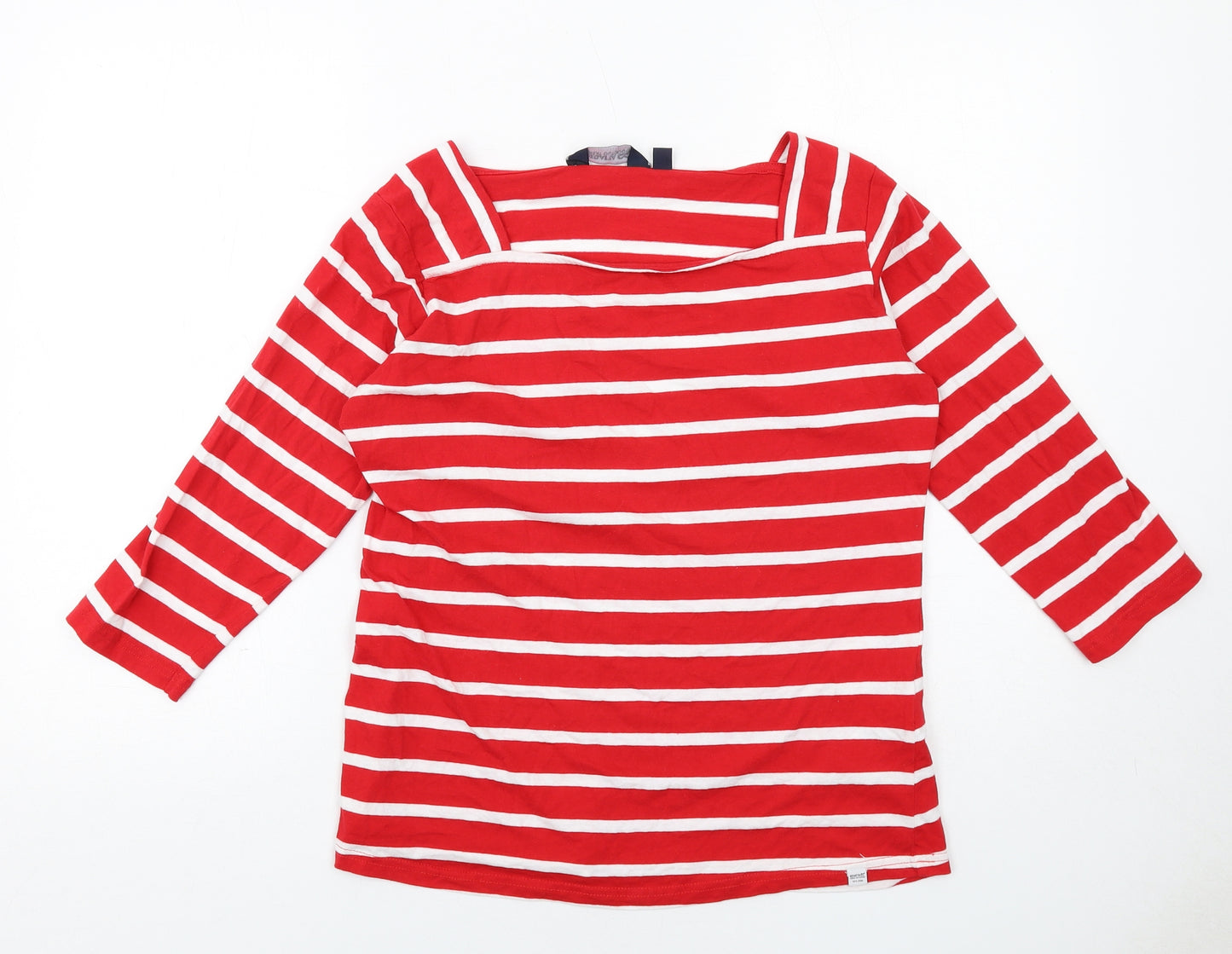 Regatta Womens Red Striped Cotton Basic Blouse Size 16 Square Neck