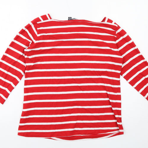 Regatta Womens Red Striped Cotton Basic Blouse Size 16 Square Neck