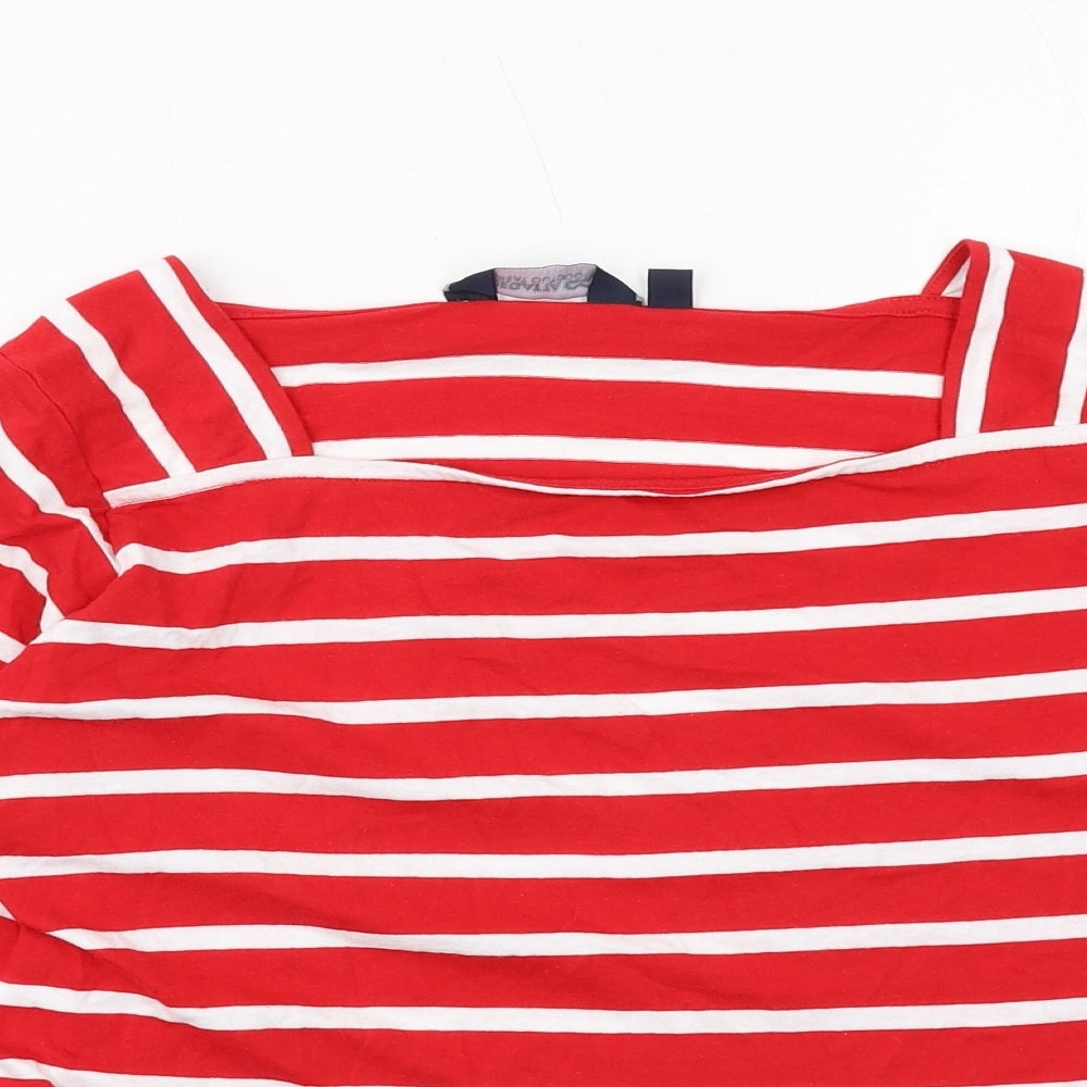Regatta Womens Red Striped Cotton Basic Blouse Size 16 Square Neck