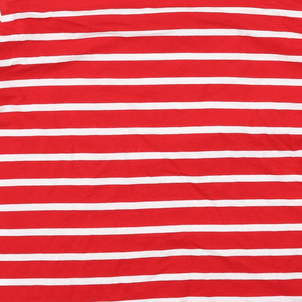 Regatta Womens Red Striped Cotton Basic Blouse Size 16 Square Neck