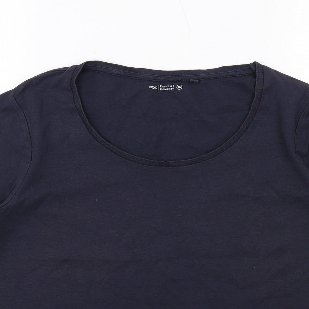 NEXT Womens Blue Cotton Basic T-Shirt Size 16 Round Neck