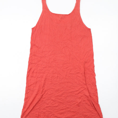 Hobbs Womens Red Cotton Tank Dress Size 10 Scoop Neck Pullover