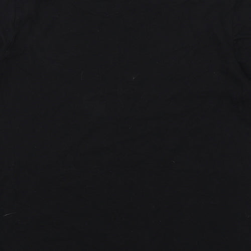 New Look Womens Black Cotton Basic T-Shirt Size 14 Round Neck - Face Print