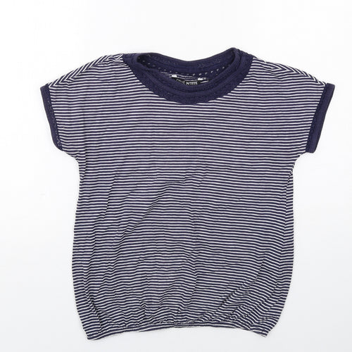 NEXT Womens Blue Striped Cotton Basic T-Shirt Size 8 Round Neck
