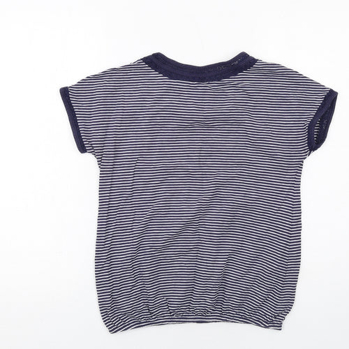 NEXT Womens Blue Striped Cotton Basic T-Shirt Size 8 Round Neck