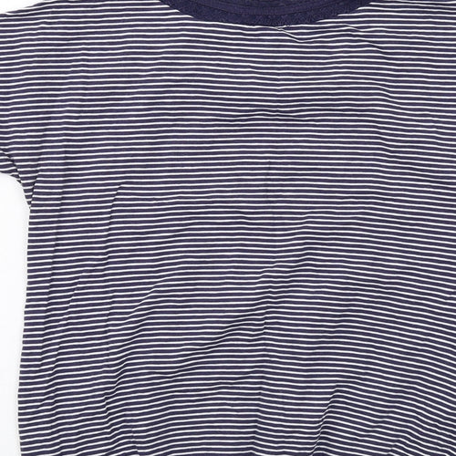 NEXT Womens Blue Striped Cotton Basic T-Shirt Size 8 Round Neck