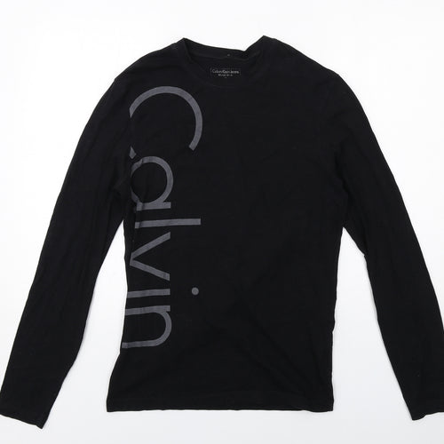 Calvin Klein Mens Black Cotton T-Shirt Size M Round Neck
