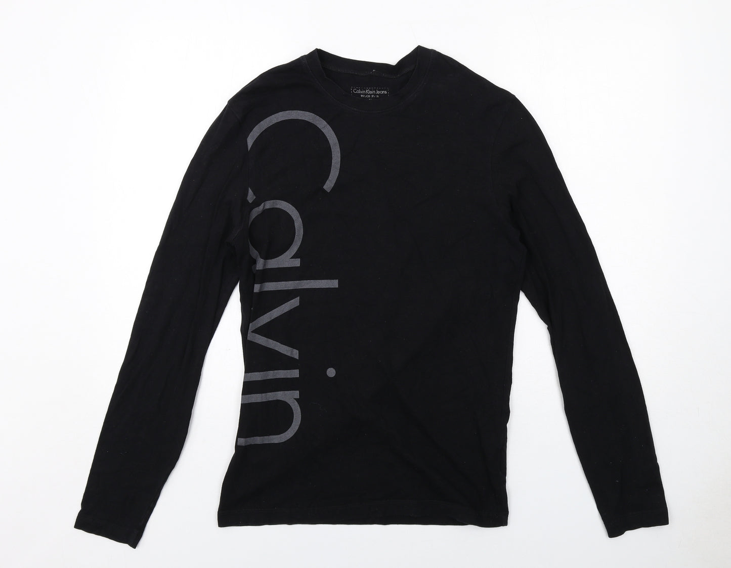 Calvin Klein Mens Black Cotton T-Shirt Size M Round Neck