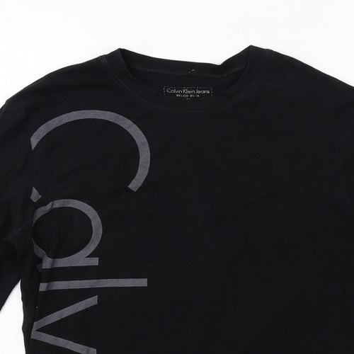 Calvin Klein Mens Black Cotton T-Shirt Size M Round Neck