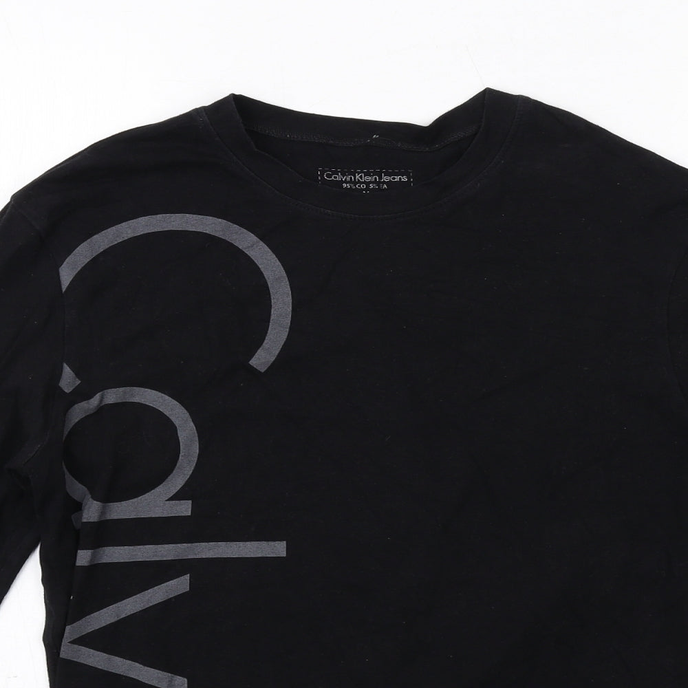 Calvin Klein Mens Black Cotton T-Shirt Size M Round Neck