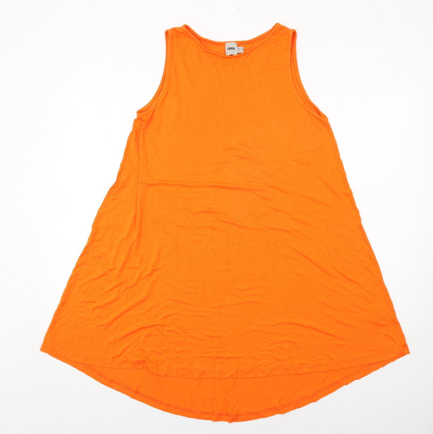 ASOS Womens Orange Viscose Tank Dress Size 12 Boat Neck Pullover