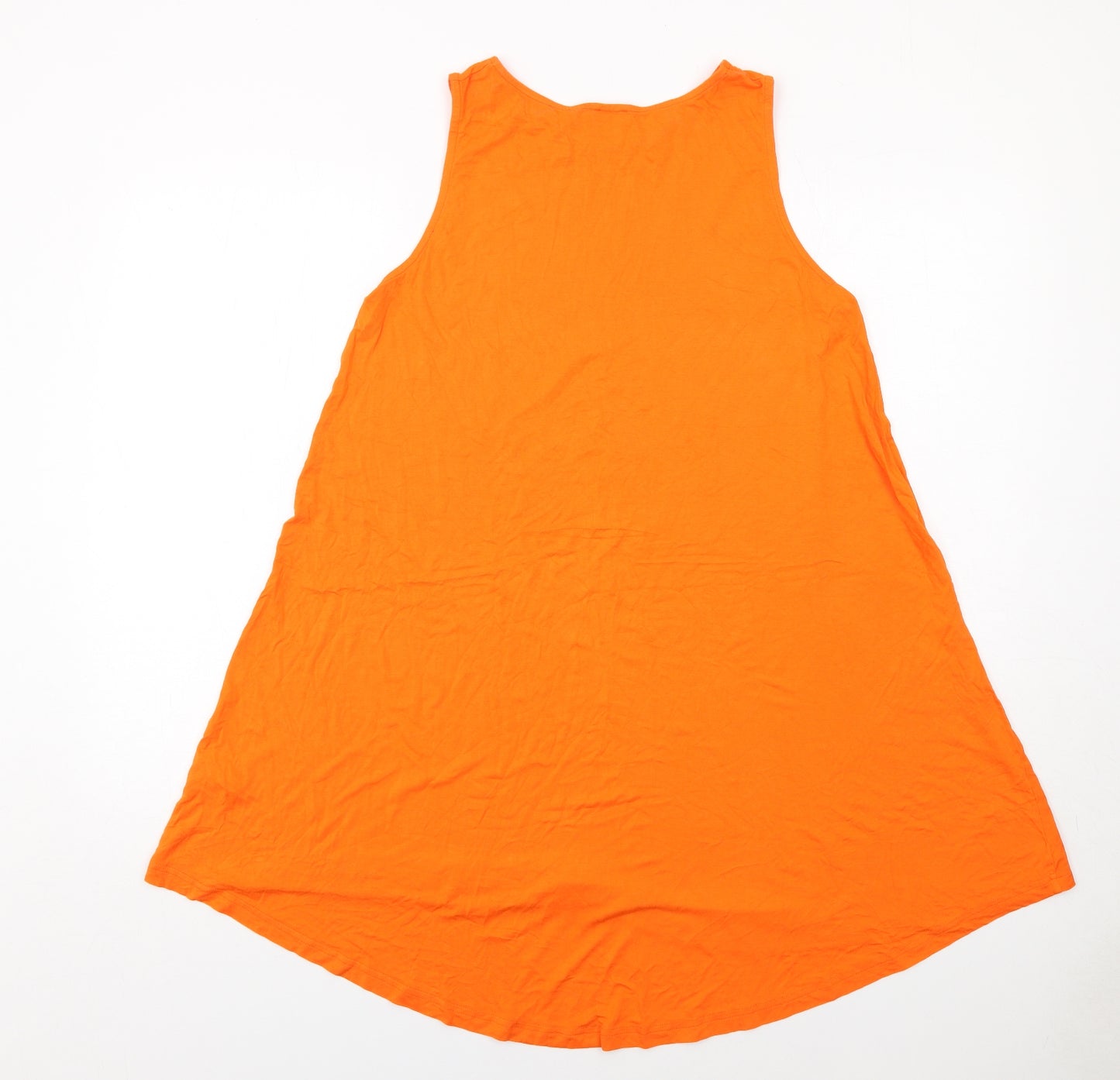ASOS Womens Orange Viscose Tank Dress Size 12 Boat Neck Pullover