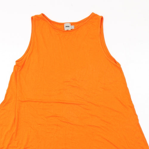 ASOS Womens Orange Viscose Tank Dress Size 12 Boat Neck Pullover