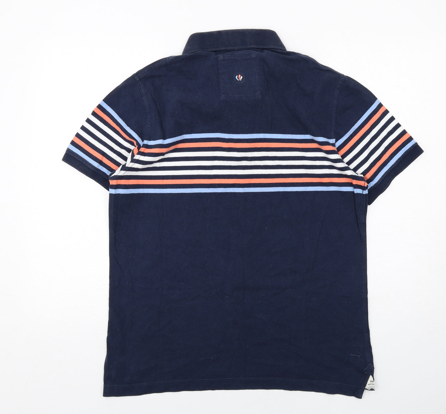 Fat Face Mens Blue Striped Cotton Polo Size L Collared Button