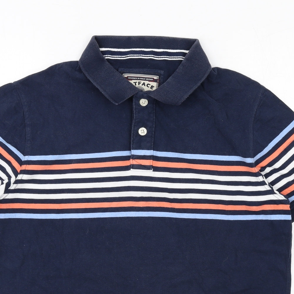 Fat Face Mens Blue Striped Cotton Polo Size L Collared Button