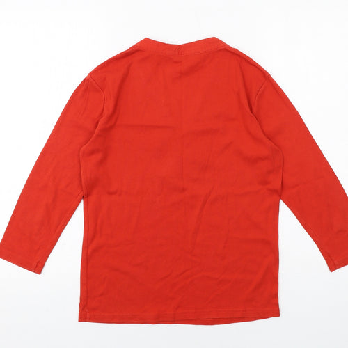 Maine Womens Red Cotton Basic Blouse Size 14 V-Neck