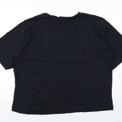 Hush Womens Black Cotton Basic T-Shirt Size XL Round Neck