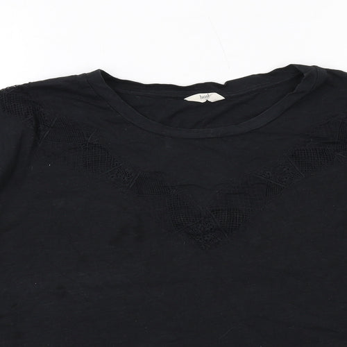 Hush Womens Black Cotton Basic T-Shirt Size XL Round Neck