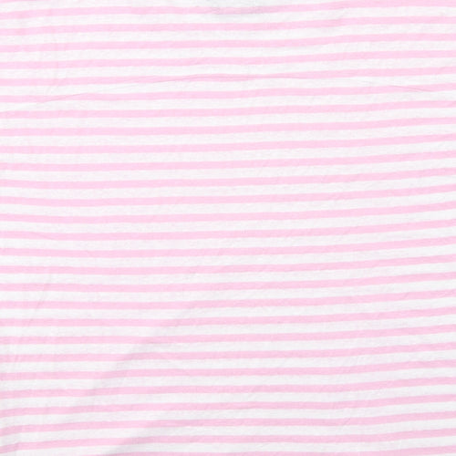 Marks and Spencer Womens Pink Striped Cotton Basic T-Shirt Size 10 Round Neck