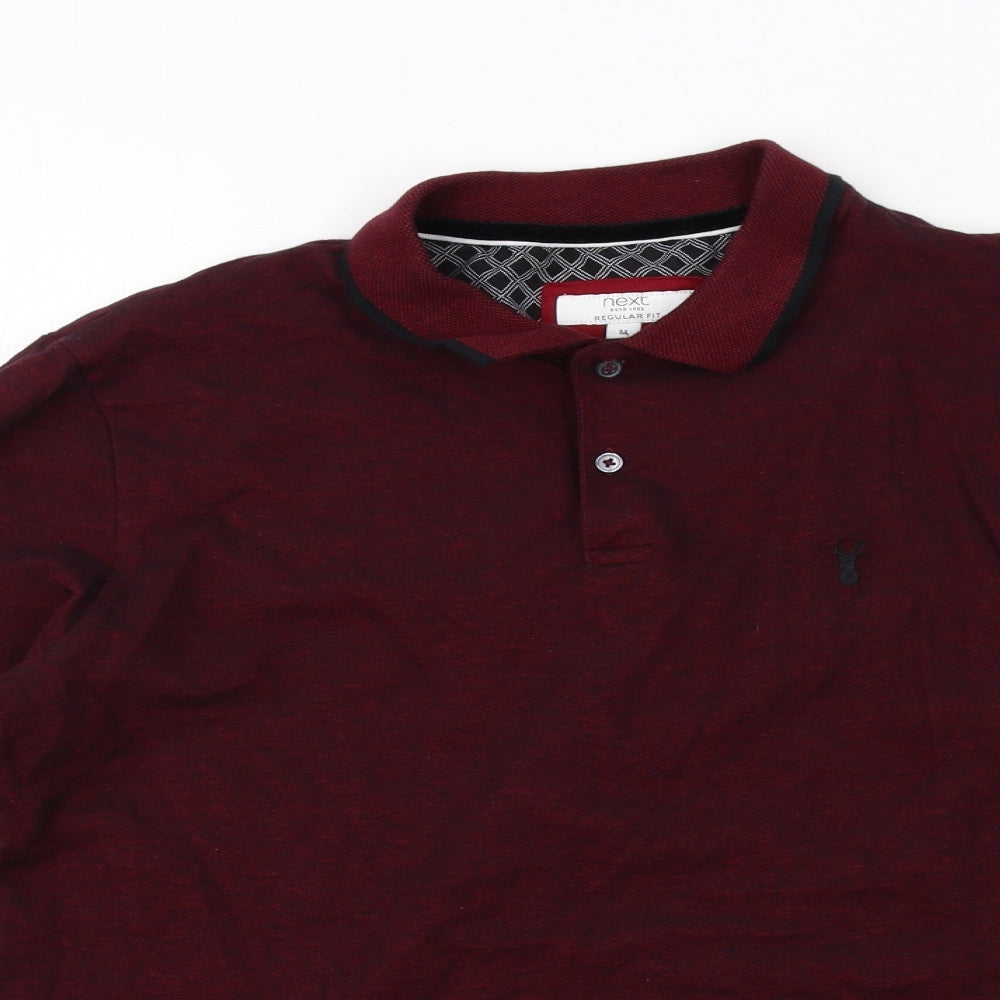 NEXT Mens Red Cotton Polo Size M Collared Button