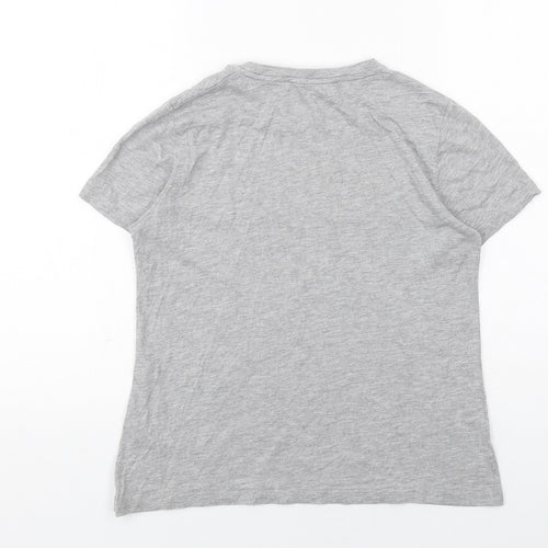 Harpenne Womens Grey Cotton Basic T-Shirt Size 10 Round Neck - Rock Chic