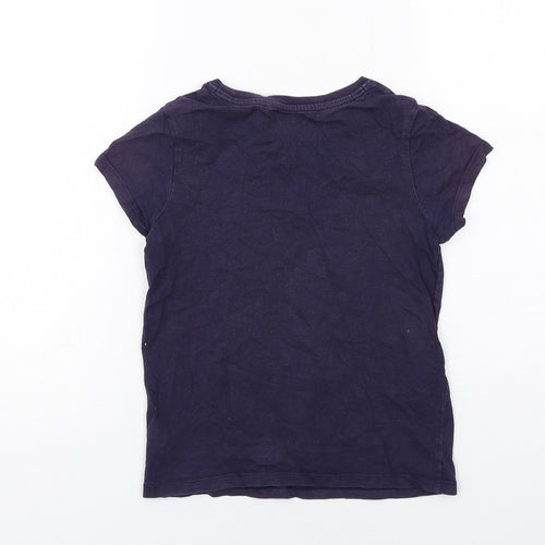 NEXT Girls Blue Cotton Basic T-Shirt Size 9 Years Boat Neck Pullover - Rainbow